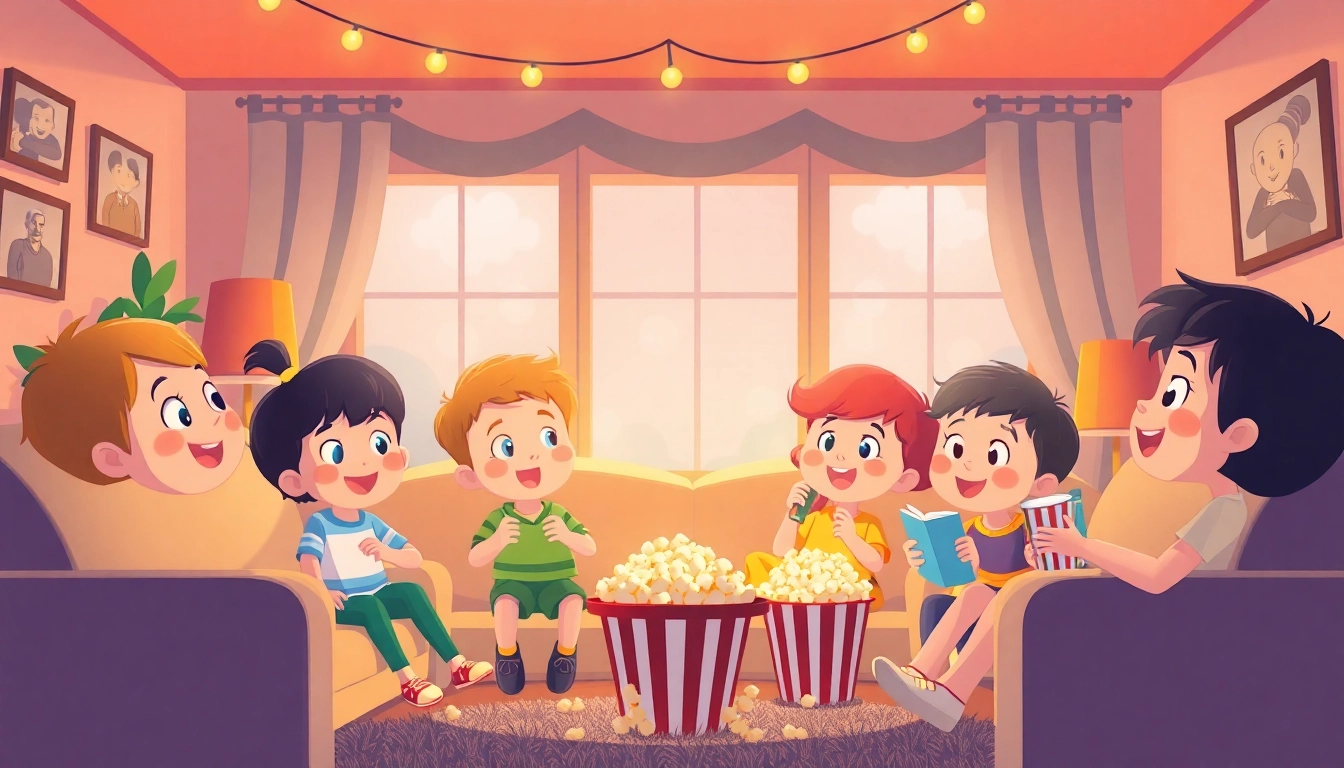 Watch classic public domain movies for kids in a cozy family setting.