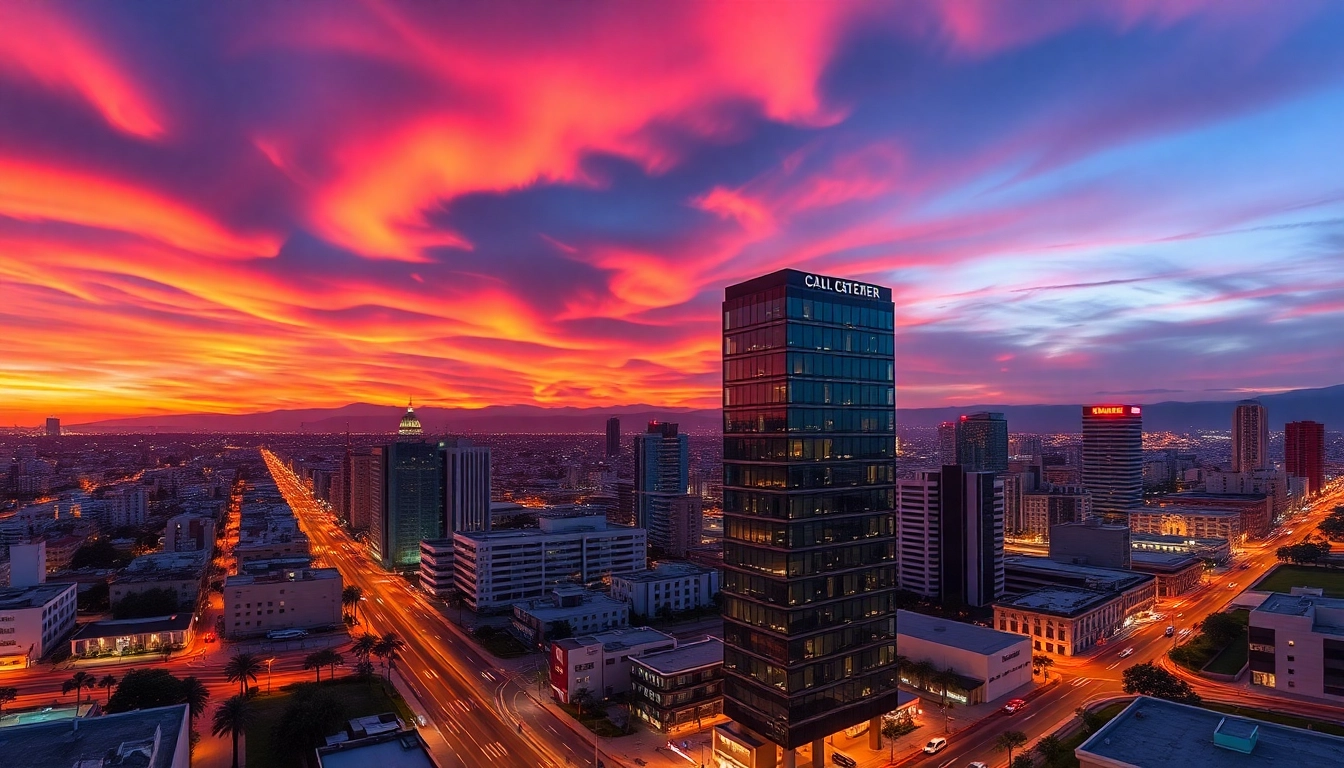 Showcase a bustling call center in Tijuana with vibrant surroundings and dynamic operations.