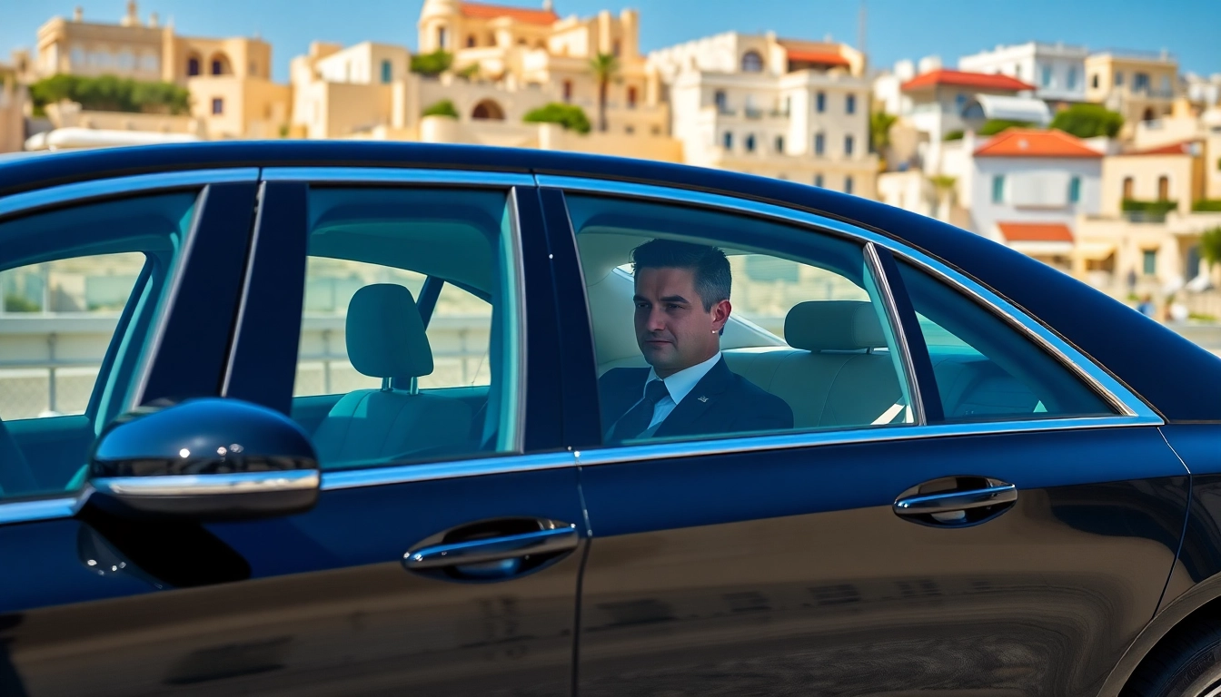 Professional hire car with driver Malta in a picturesque Maltese village ensuring luxury and comfort.