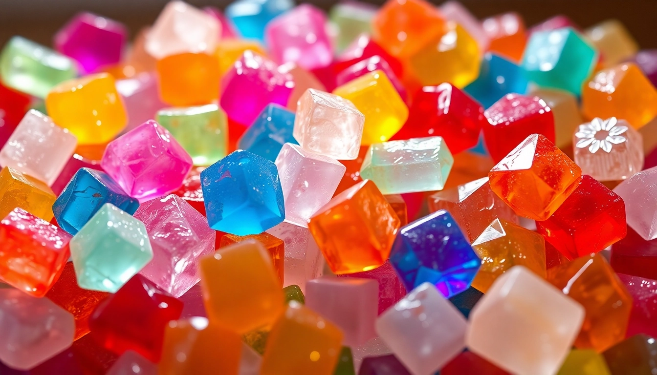 Enjoy handcrafted Gemini Crystal Candy, exquisite vegan and gluten-free treats shaped like gems, radiating vibrant colors and flavors.