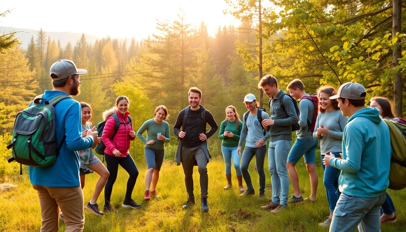 Engaging in thrilling outdoor activities with Tropem Przygód in a lush green forest.