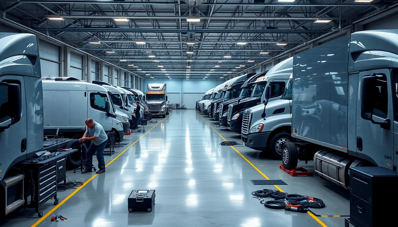 Engaging in comprehensive truck diagnostic and repair services with skilled mechanics in a state-of-the-art workshop.