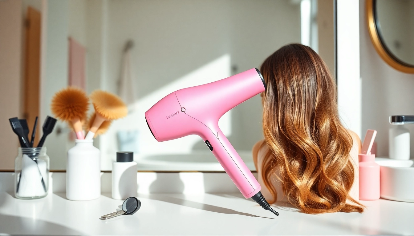 Energize your beauty routine with this pink hair styling kit, featuring a professional air hair styler.