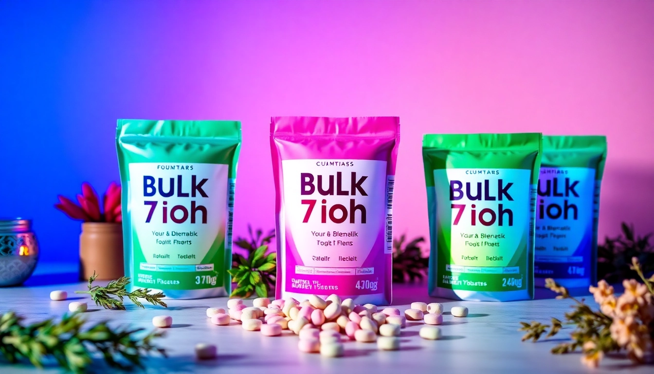 Showcasing Bulk 7oh tablets with vibrant colors and natural props for an engaging display.