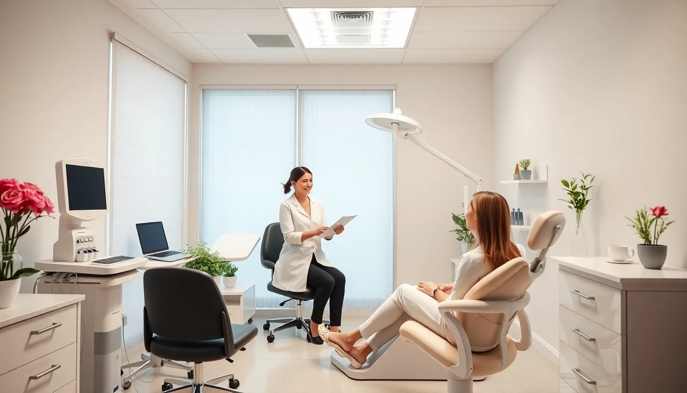Patient discussing the Fett-weg Spritze treatment in a modern clinic consultation room.