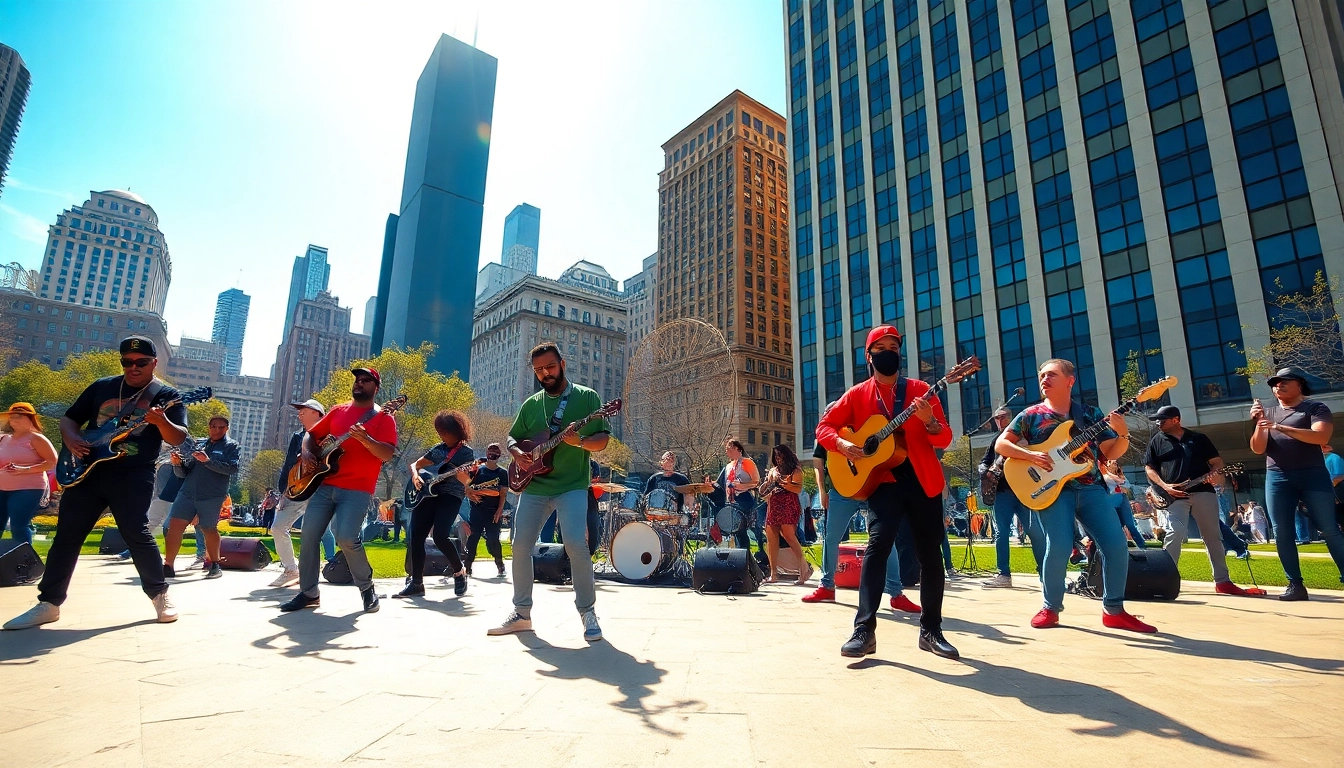 Showcasing vibrant Rap culture in Chicago, street performers share dynamic energy in an urban scene.