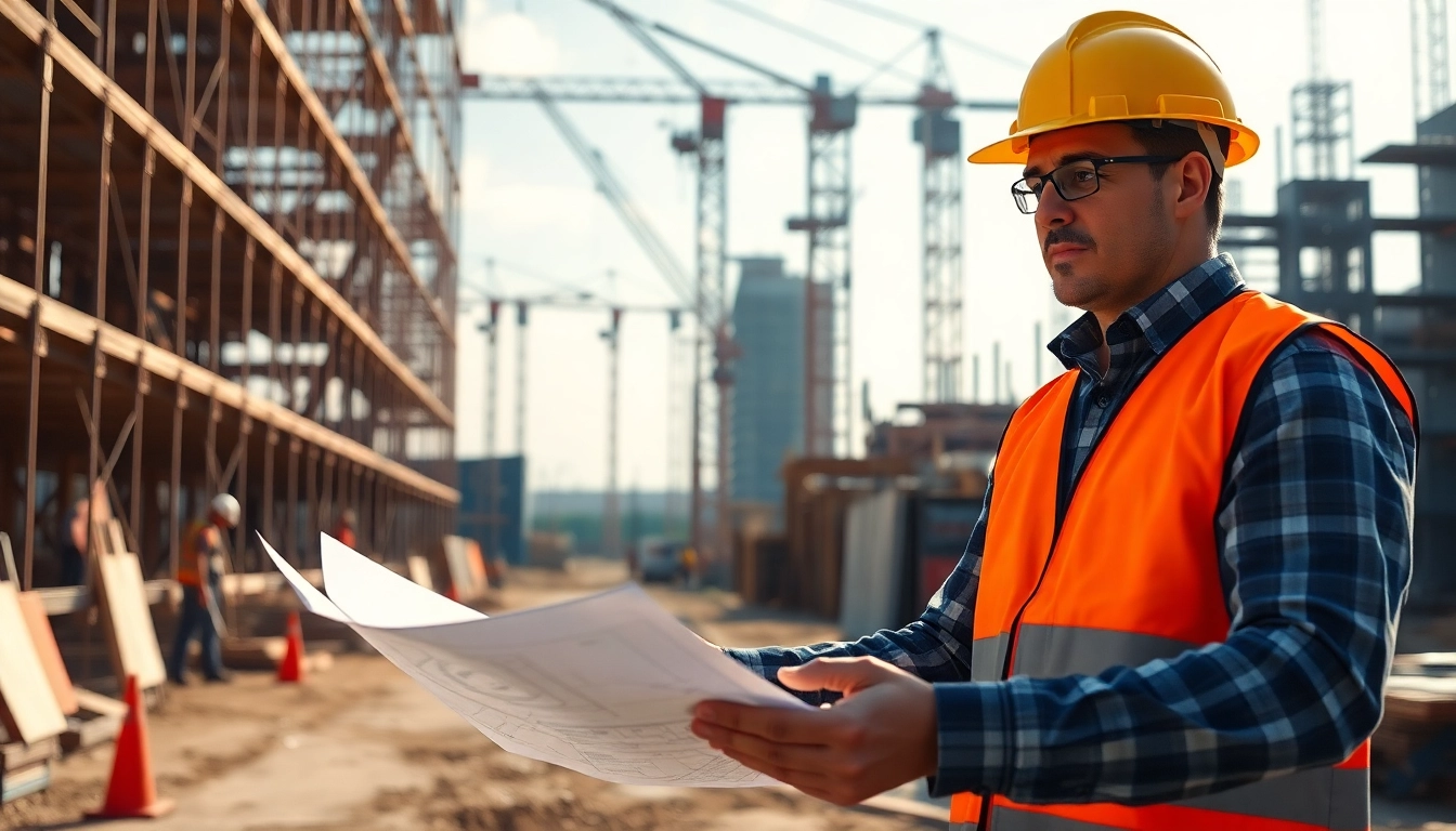 nvq level 6 construction site management answers visualizing a construction site manager analyzing blueprints.