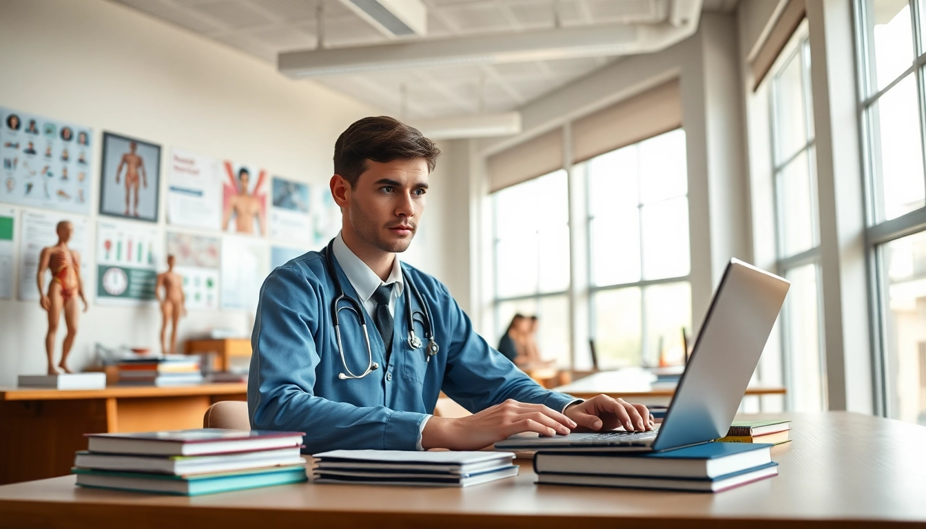 Medizinstudium ohne NC: Engagierter Student im modernen Klassenzimmer.