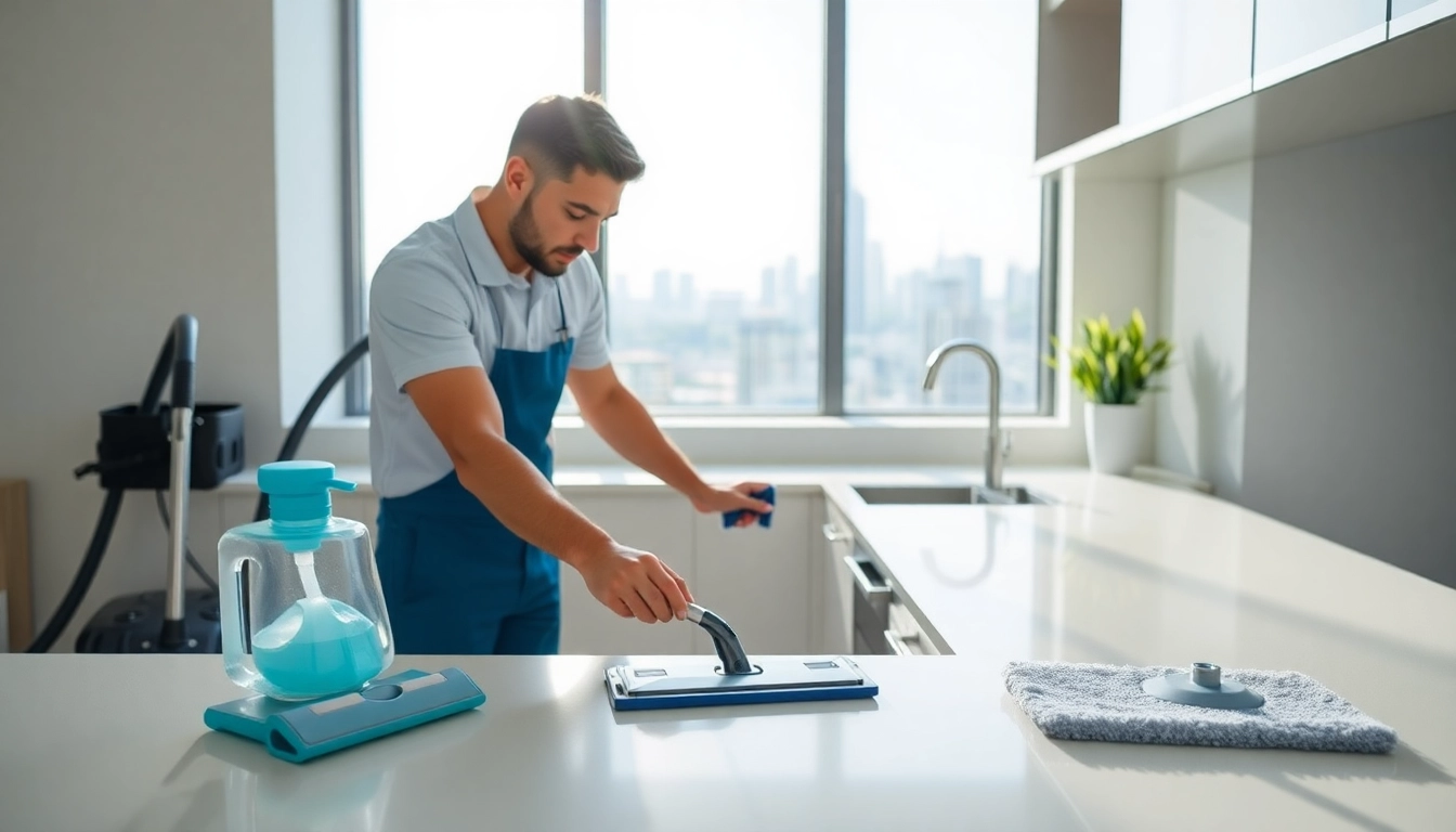 Quality bond cleaning Brisbane service showcasing cleaning in a bright, modern apartment setting.