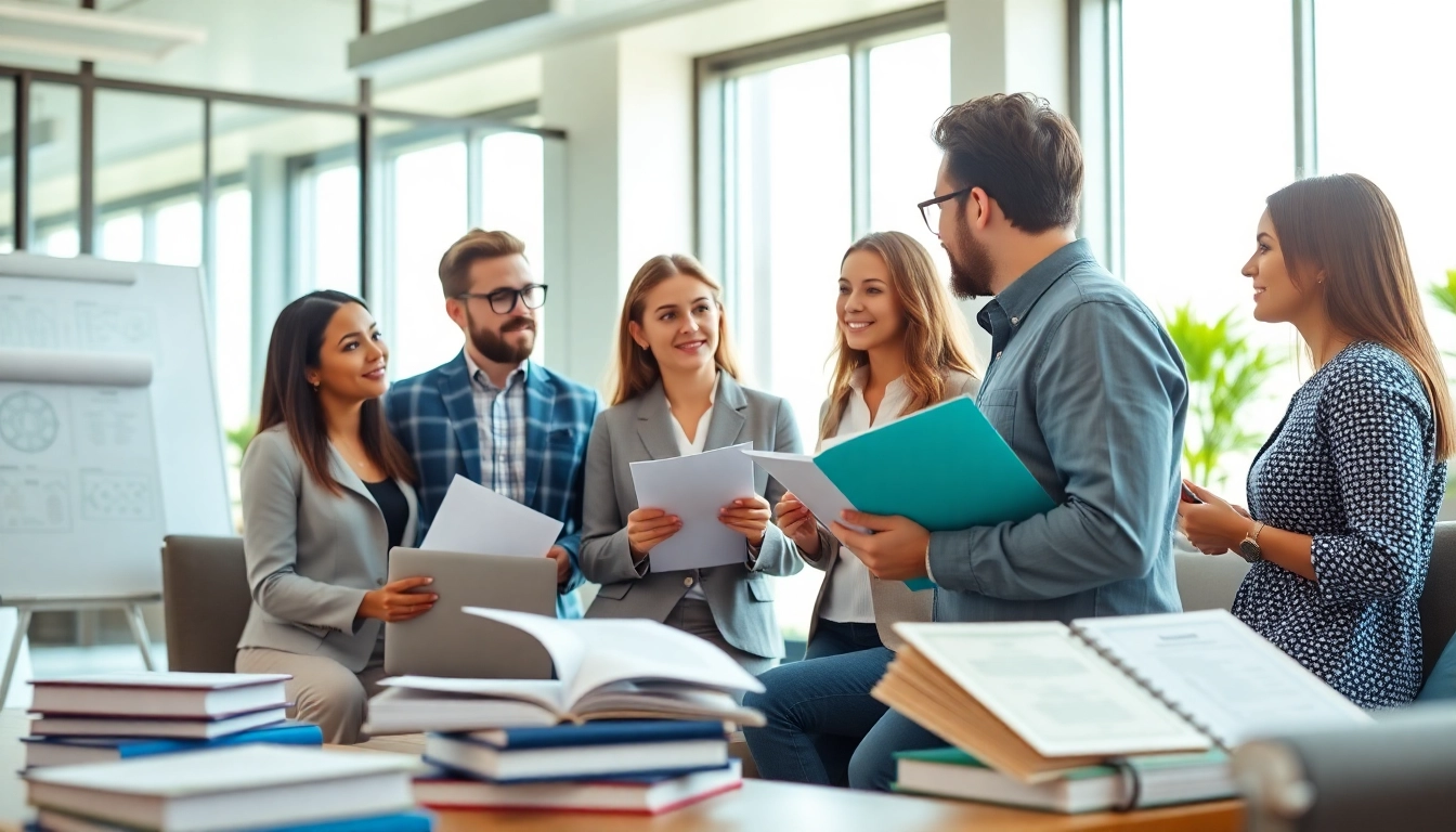 Highlighting certified clinical research coordinator certification in a team discussion within a professional office.
