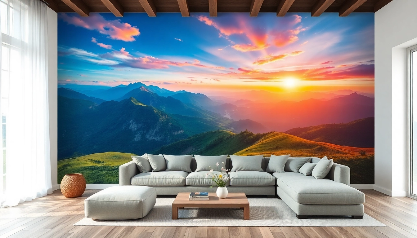 Transform your space with druk ścienny showcasing a stunning landscape mural for a vibrant atmosphere.