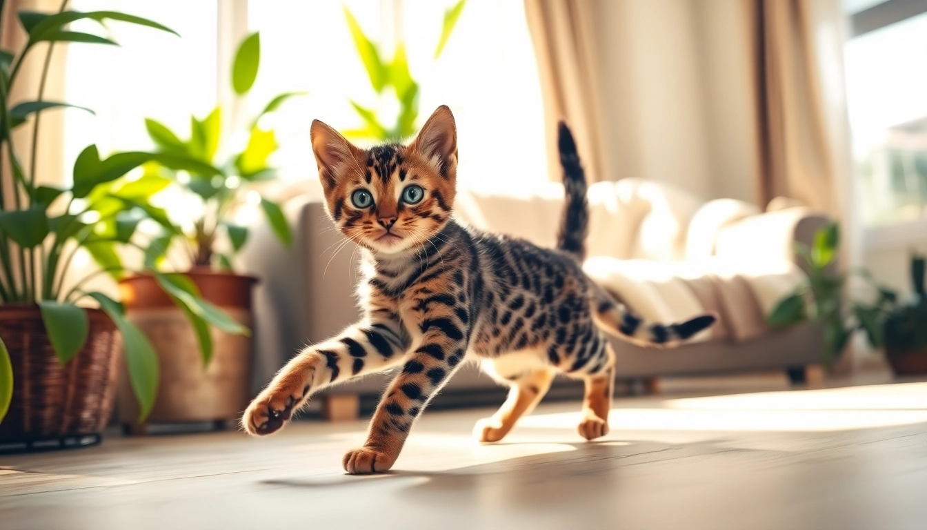 Bengal Breeders Orange County showcasing playful Bengal kittens in a sunlit room.