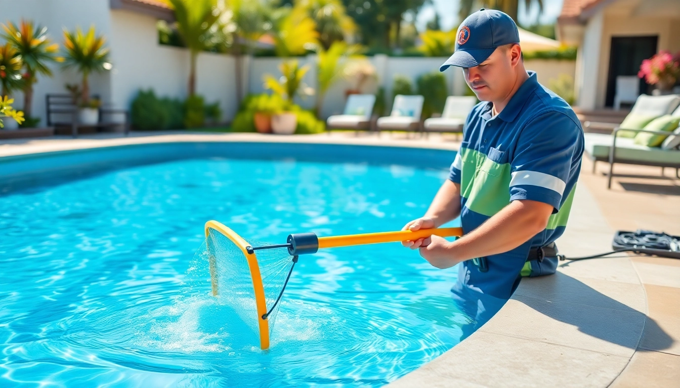 Ensure your pool cleaning service near me is expertly handled by professionals in a pristine backyard setting.