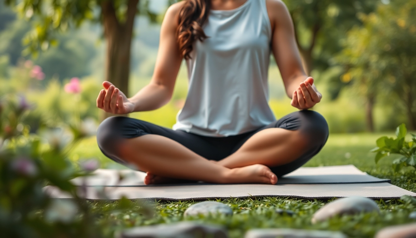 Individual practicing mindfulness techniques for dealing with stress in a serene garden.
