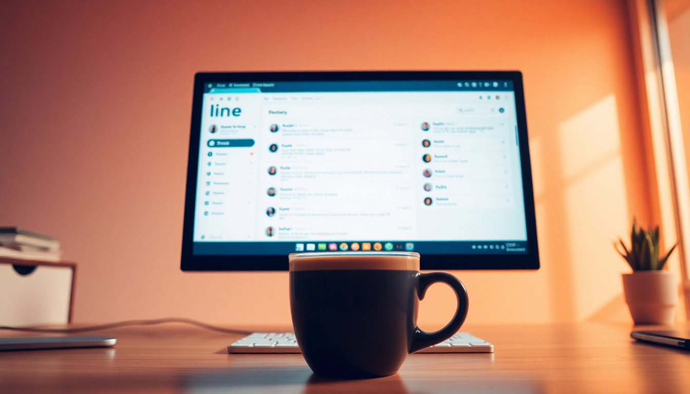 Download line电脑版下载 on a modern computer within an inspiring workspace.