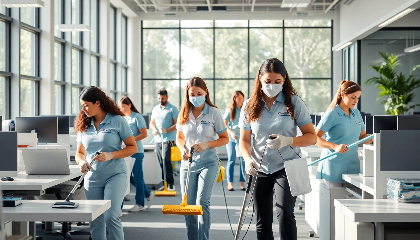 Efficient team delivering commercial cleaning services Melbourne in a modern office setting.