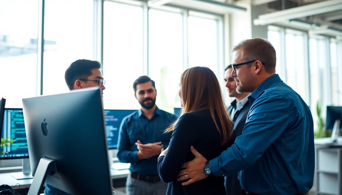 Site reliability engineering experts collaborating effectively in a high-tech office