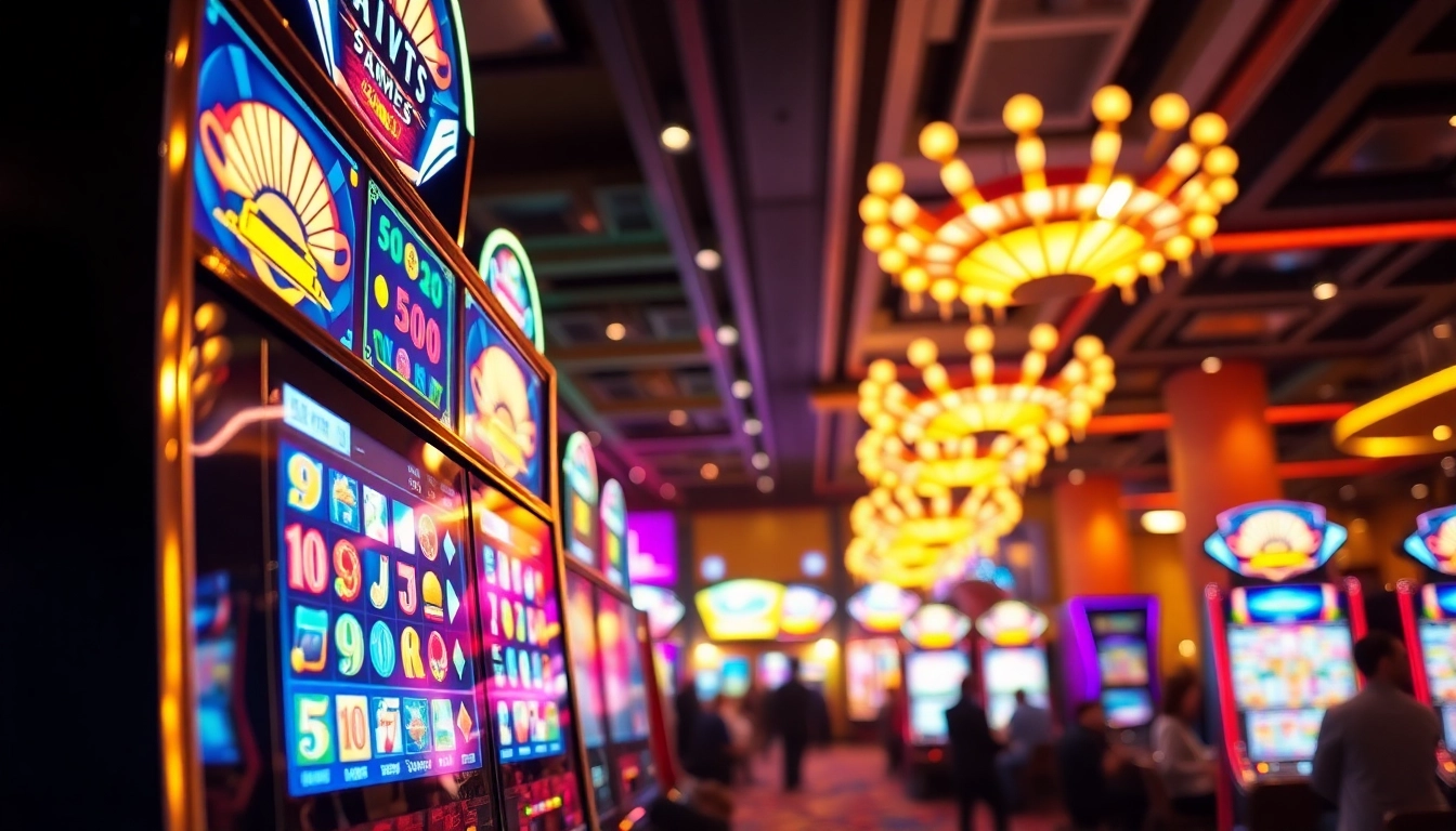Menangkan jackpot di game slot dengan mesin slot yang berwarna-warnai dan ramai.