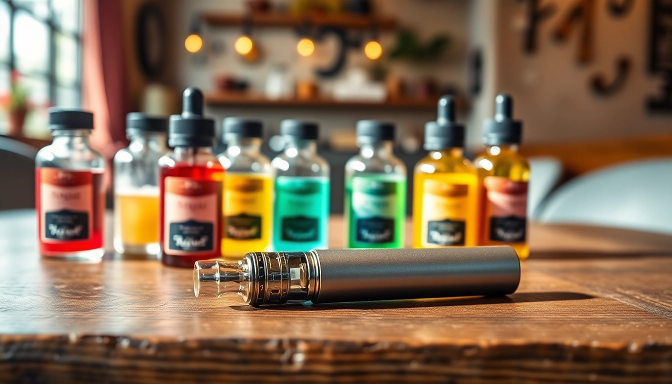 Showcase of high-quality vape pens with colorful e-liquids for an inviting vaping experience.