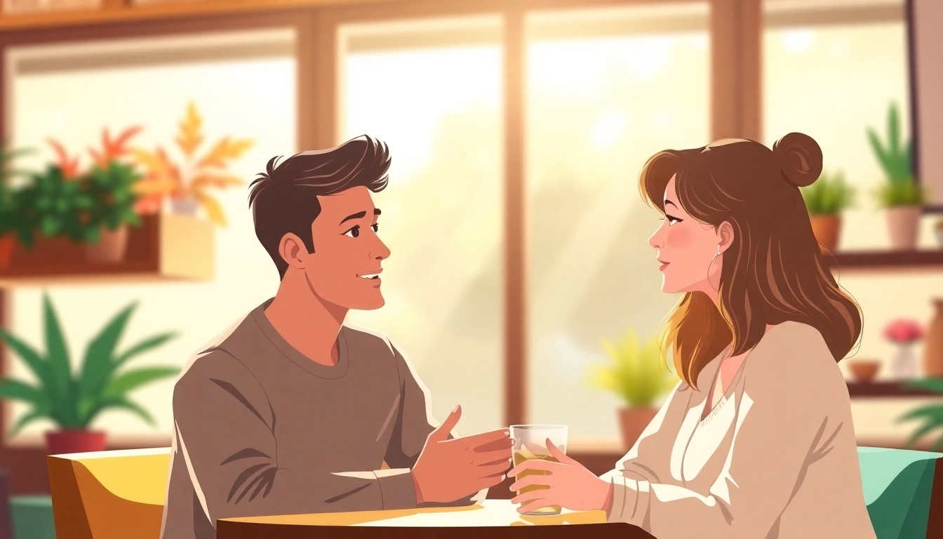 Couple communicating in relationships, showing deep connection in a cozy café setting.