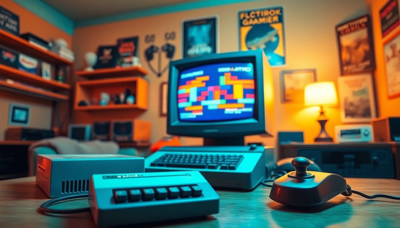 Download dos games from a retro gaming setup featuring an iconic DOS computer.