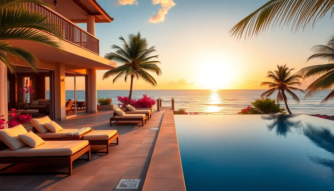 Experience luxury travel with a stunning beachfront villa featuring an infinity pool and tropical setting.