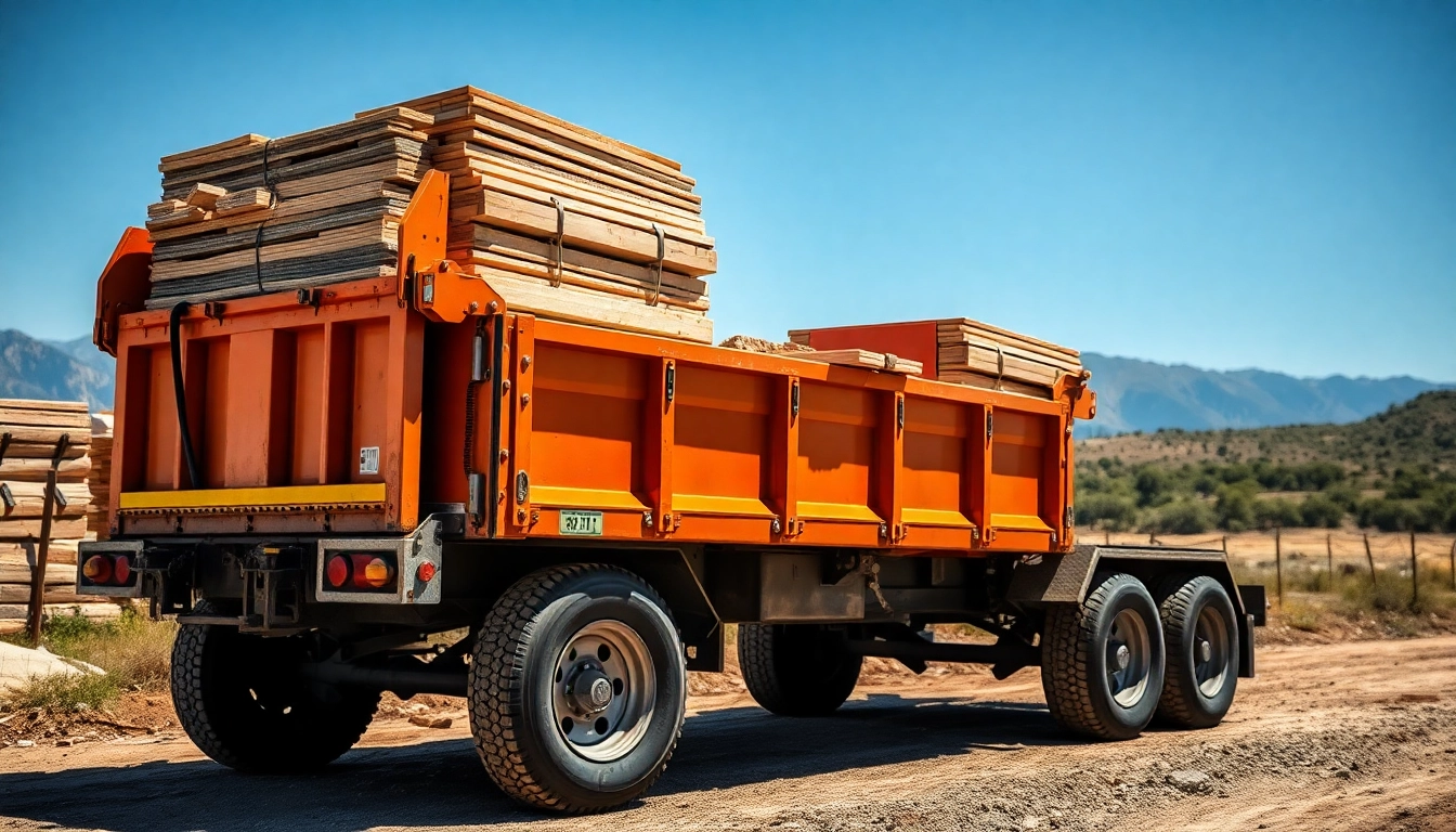 Showcase of a used dump trailer for sale near me with construction materials loaded, highlighting durability.
