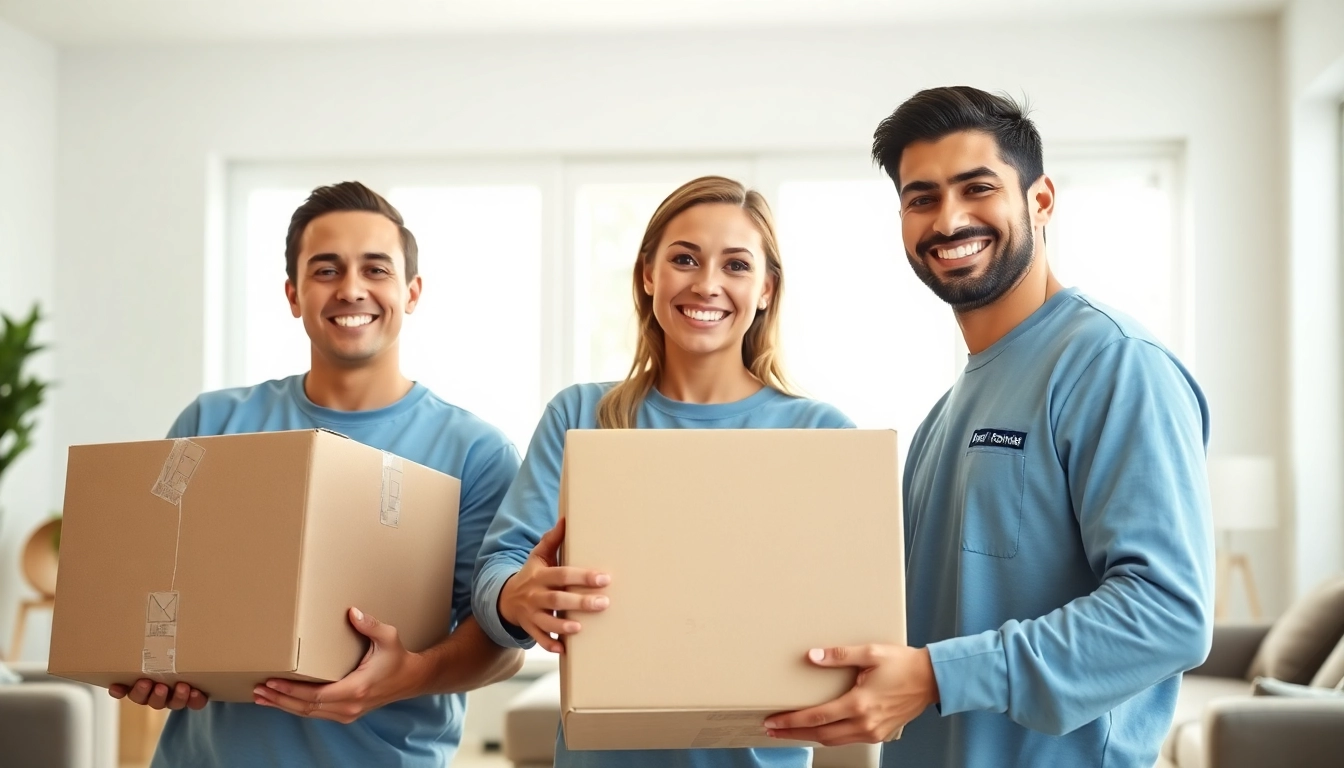 Best moving company Toronto team efficiently moving boxes in a bright and welcoming home environment.