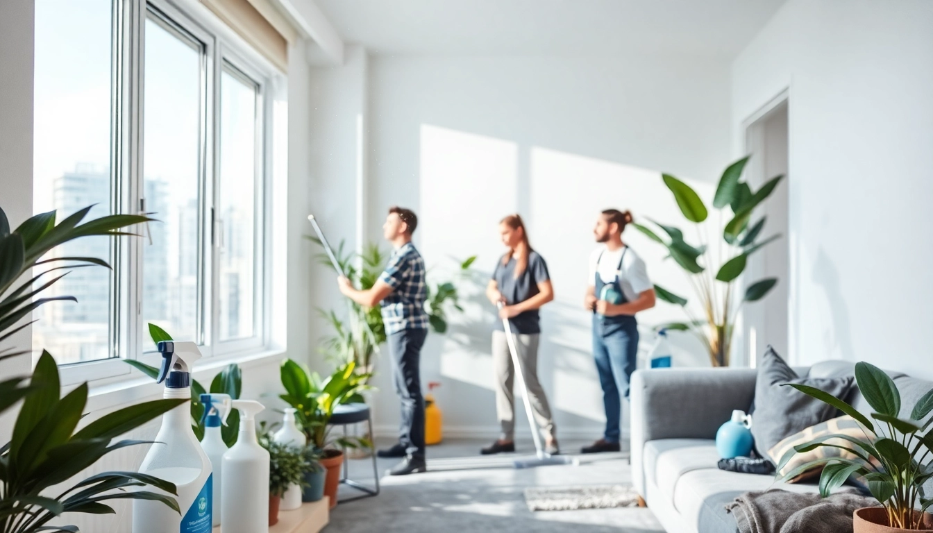 Bond cleaning Brisbane team diligently cleaning a bright apartment to ensure pristine results.