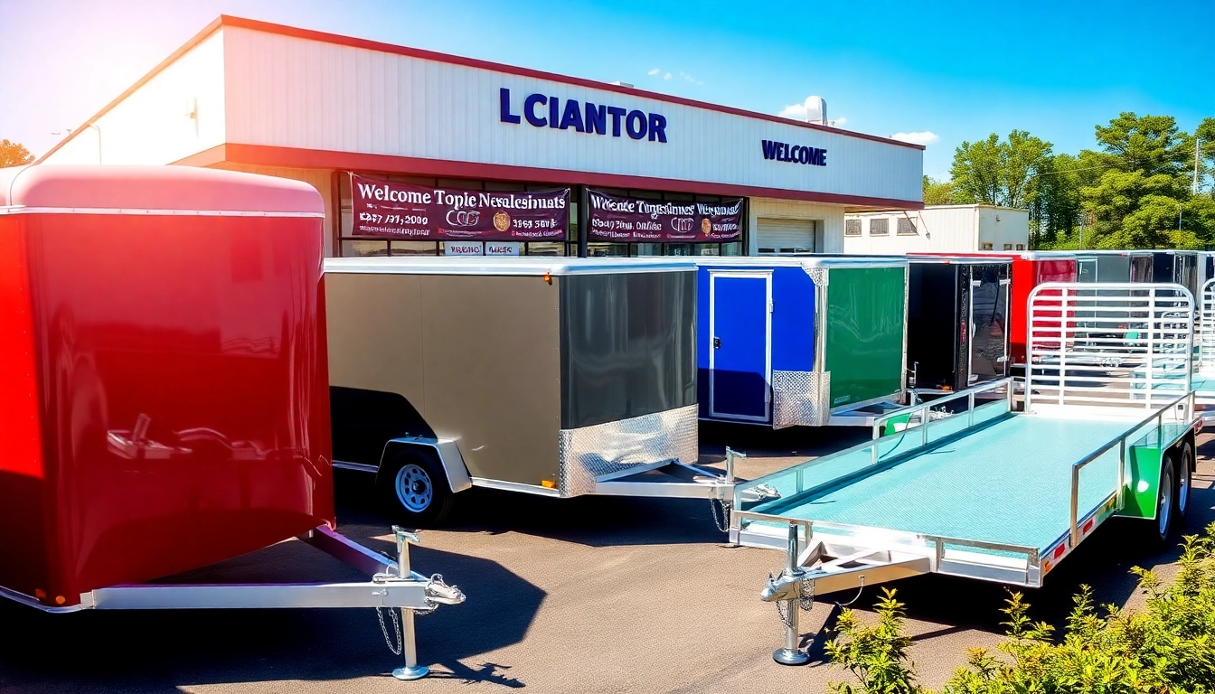 Showcasing trailers for sale in Massachusetts in a vibrant dealership setting with various models.