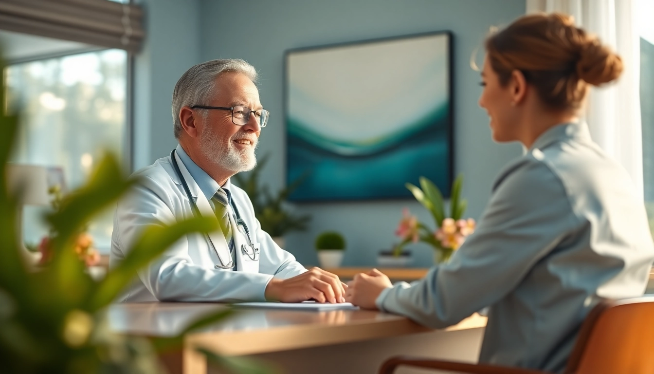 Parker medical las vegas doctor consulting with a patient in a modern clinic environment.