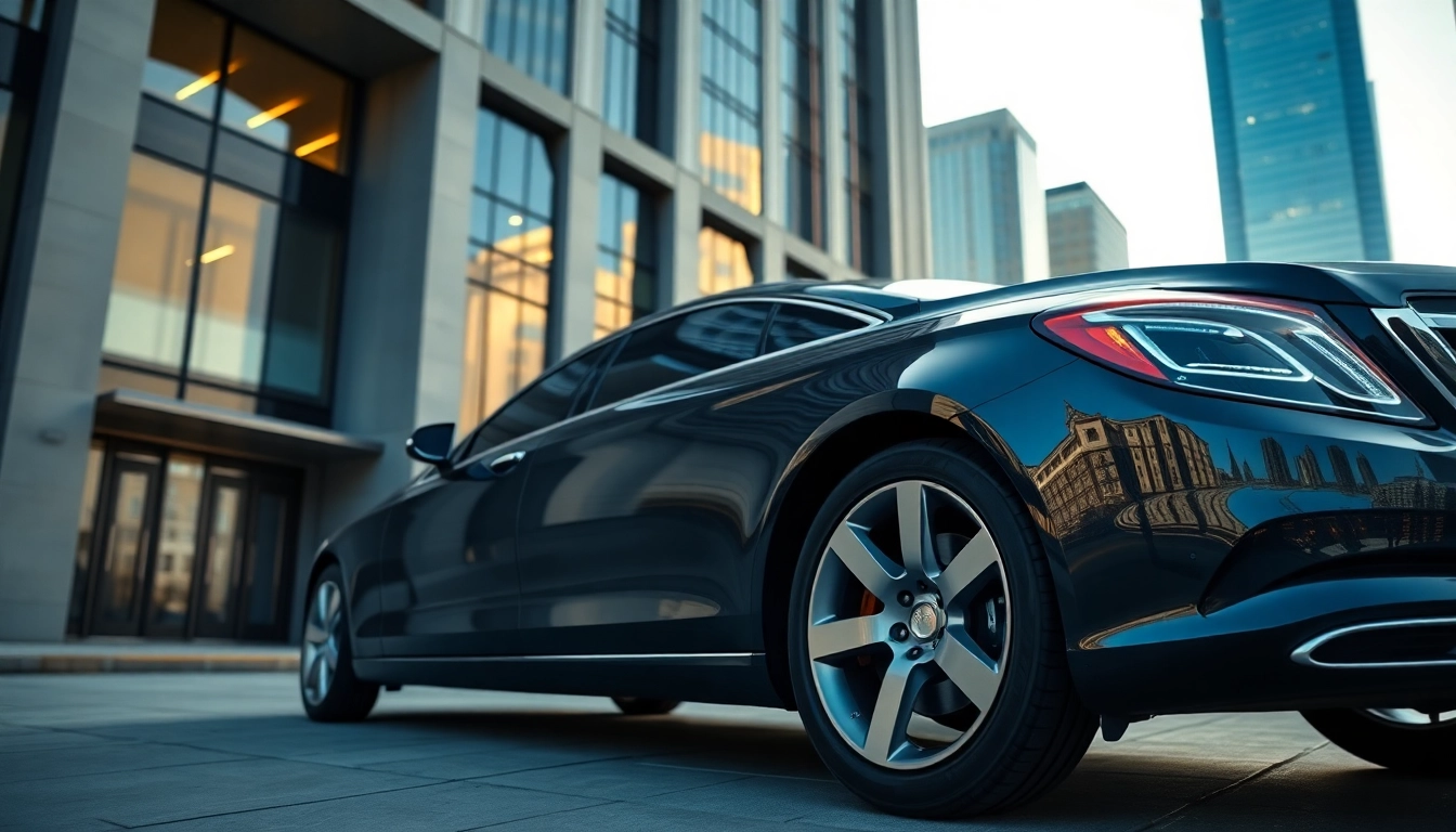 Experience VIP chauffeur service with a luxury vehicle in a sophisticated urban environment.