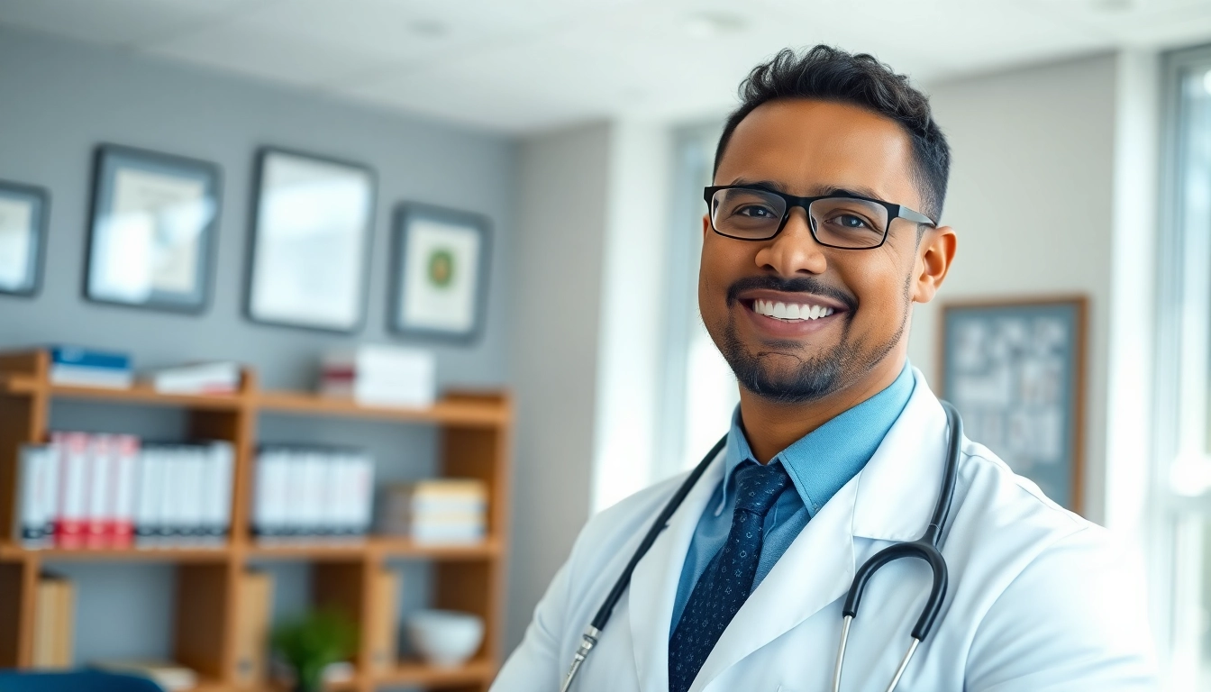Dr. Ryon Parker MD posing confidently in a professional medical office setting, showcasing dedication to patient care.