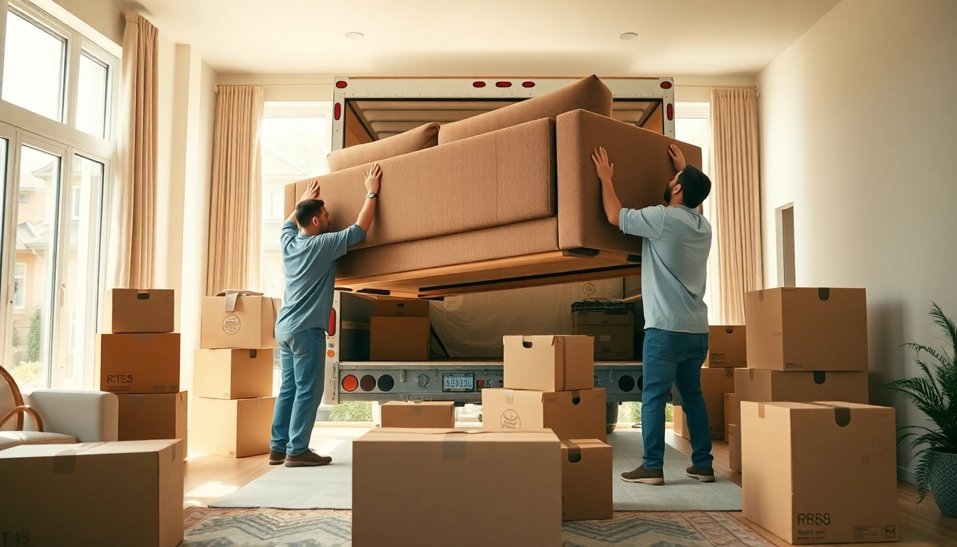 Movers in Toronto expertly packing a sofa during a residential move.