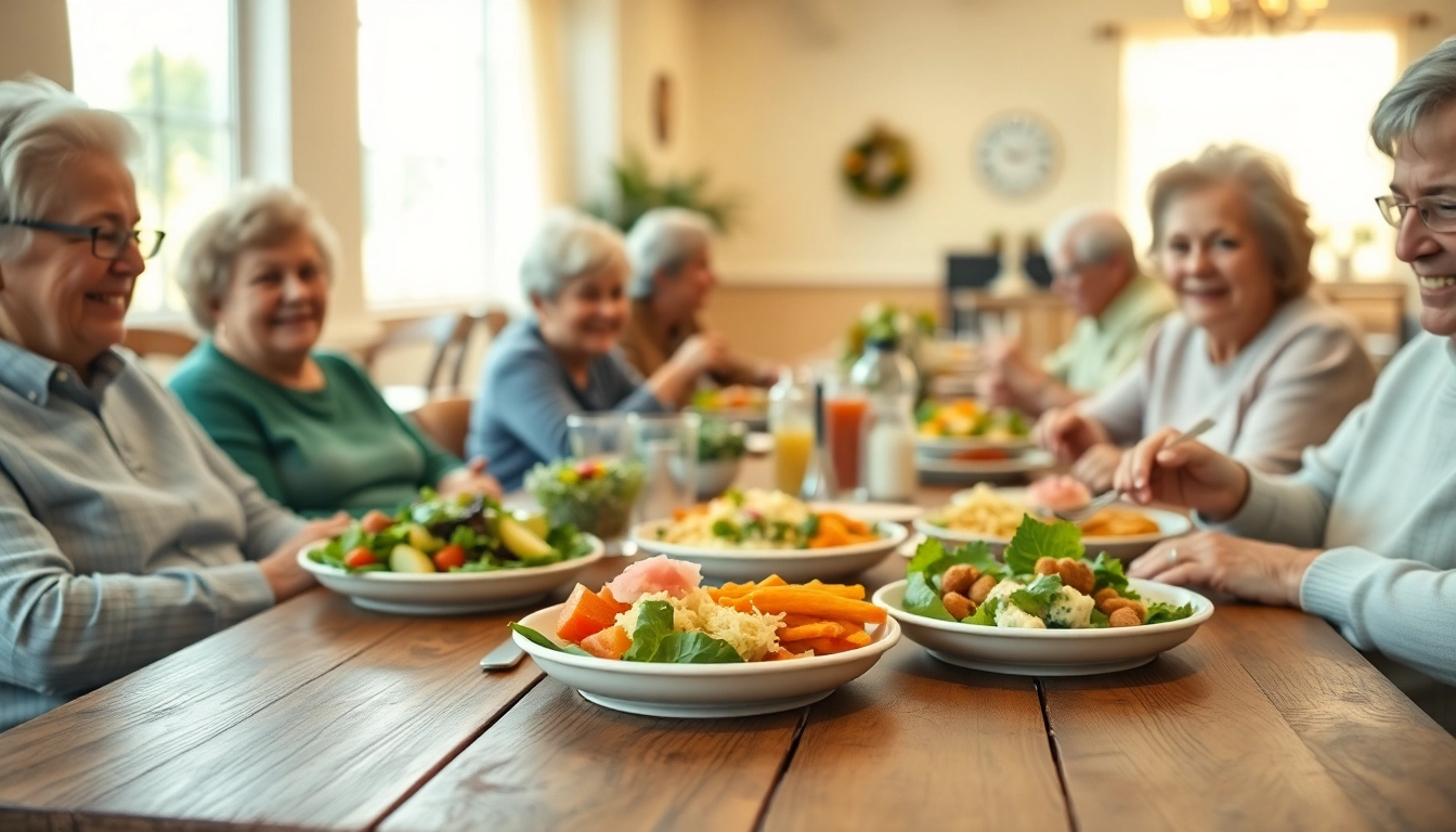Enjoying a meal at the henderson nv senior center menu, featuring diverse food options and a friendly atmosphere.
